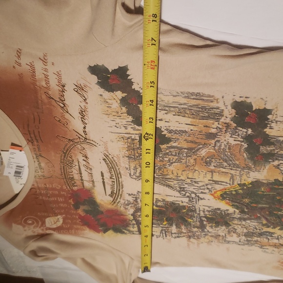 Suzee NEW Womens Shirt Tee Top Cotton Sweater Holiday Christmas Tree Long Sleeve - Picture 6 of 12